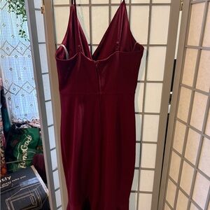 Emerald Sundae Wine Red Slip Dress with Thin Straps